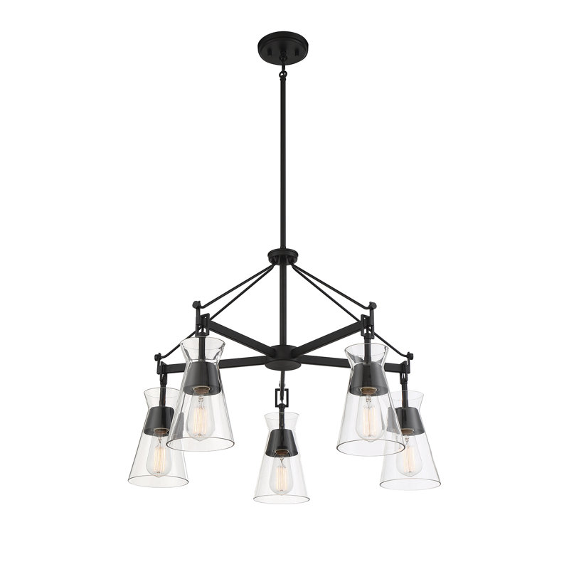 Lustre 5 lumières Savoy House Lakewood en noir mat, Noir