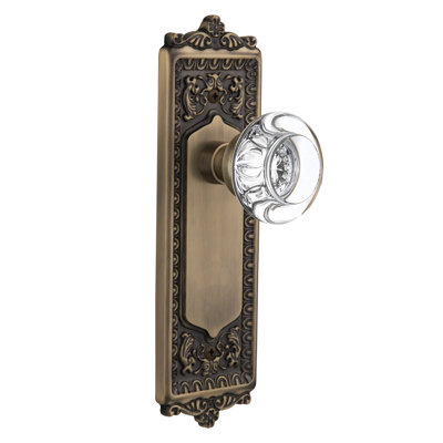 Egg & Dart Plate avec bouton de porte rond en cristal transparent
