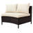 Ensemble de canapé modulaire d'extérieur demi-lune Topmax - 5 pièces, ensemble de canapé en rotin toutes saisons avec table en verre, beige