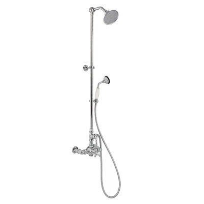 Système de douche thermostatique exposé 48 po mural avec douche à main 1,75 gallons par minute et poignées levier / croix