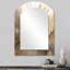 Blanc et or Aqua Symphony - miroir mural abstrait en arc, miroir décoratif asymétrique blanc, impression d'art en métal-134891177