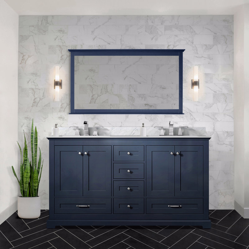 Meuble-lavabo double 60 po X P 22 po D, Bleu