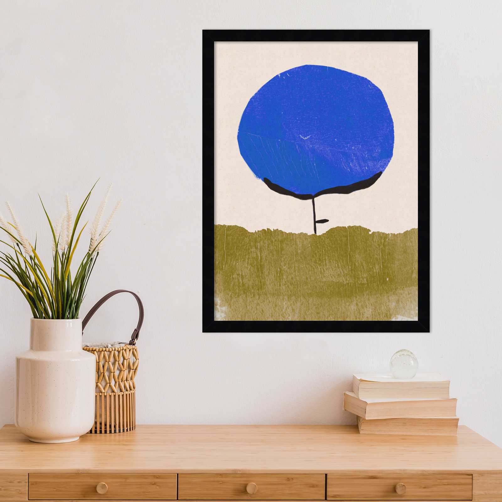 Blue Flower Print by Alisa Galitsyna, Black, 21" H x 16" W