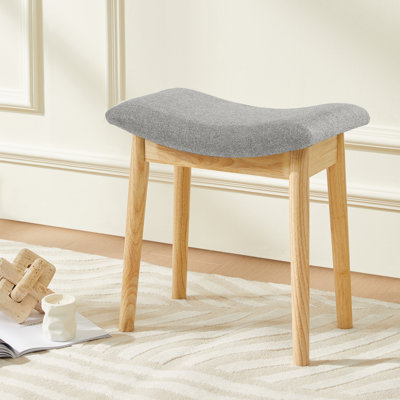 Sowers Solid Wood Accent Stool with Fabric Upholstery