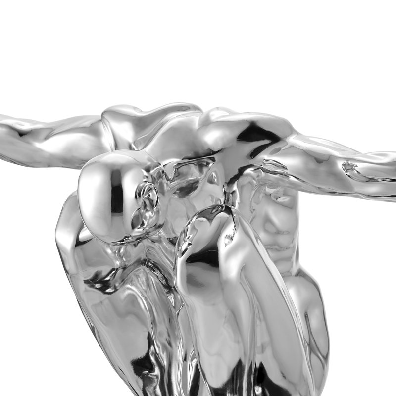 Sculpture Hanae saluant les hommes, H 19 po x l 37 po x P 14 po, Chrome