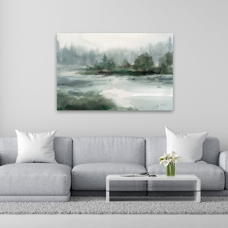 Channel - Blue Channel Gray Green Art, 40" H x 60" W