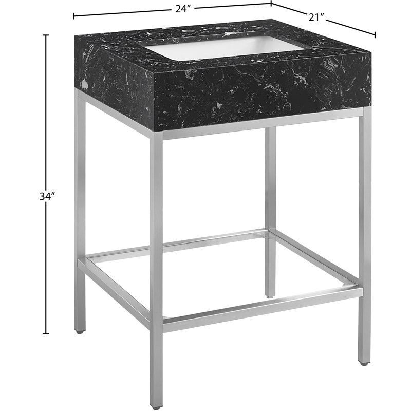 Marmo 24" Single Bathroom Vanity, Black, Brushed Chrome