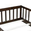 Lit de plancher avec clôture et porte, lit de plancher en bois d'hévéa avec barrières de sécurité-856521617