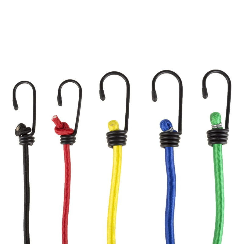 Stalwart Bungee Cord Assortment - 20-Pack of Assorted Length Cordage with Heavy-Duty Vinyl-Coated Hooks and Fabric Wrapping
