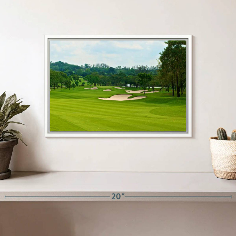 Magnifique terrain de golf, Cadre flottant blanc, 13 po x 9 po