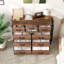Tall Chest Of Drawers Bedroom, 10 Fabric Drawers Dresser With Side Pockets And Hooks, Wooden Top And Metal Frame, Storage Drawers For Closet, Living Room, Kids Room (Wood Grain)-330672305
