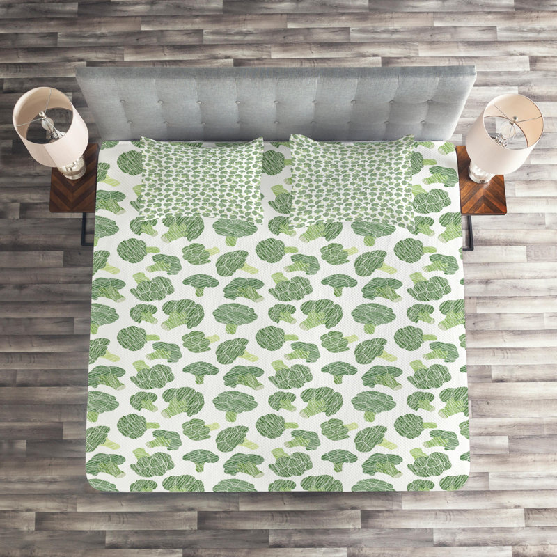 Vegetables Polyester Coverlet, King Bedspread + 2 Shams