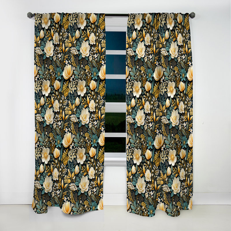 Motif floral Wanderlust Boho I - Rideau floral - Rideau occultant floral - 1 panneau, L 52 po x L 120 po
