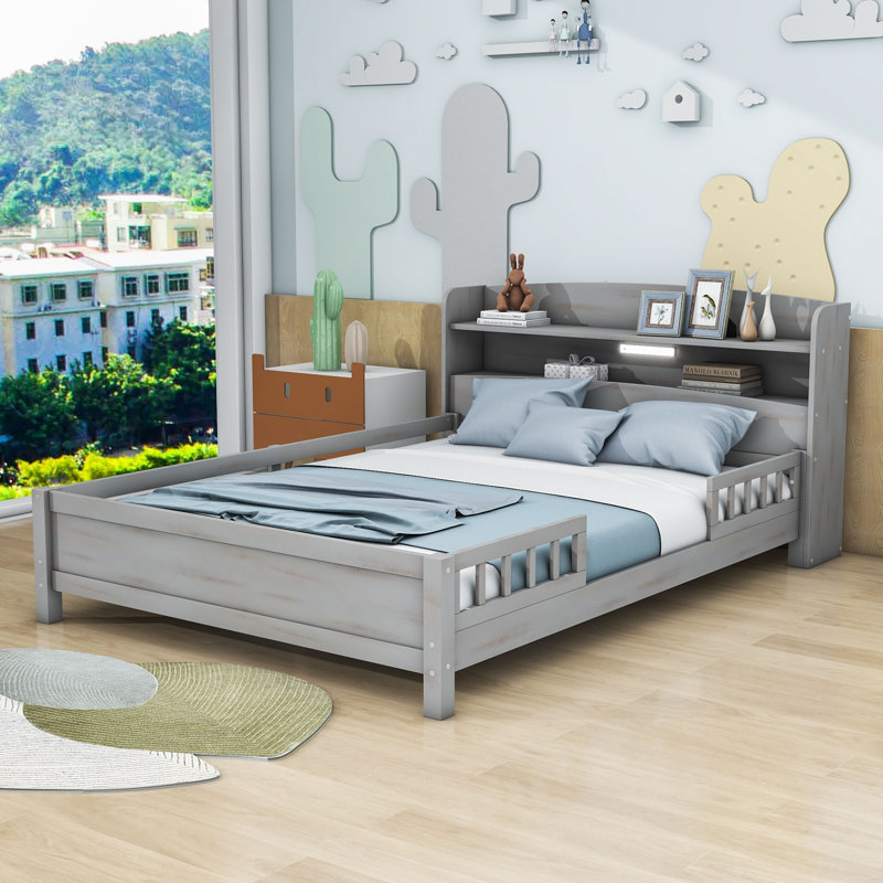 Lit plateforme avec rangement Atherstone, Double, Gris antique
