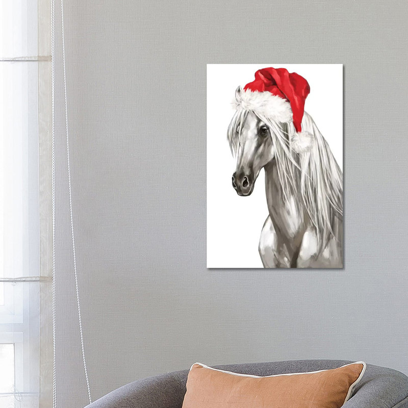 Christmas White Horse by Big Nose Work - Wrapped Canvas Print, 66.04 cm H x 45.72 cm W x 1.91 cm D