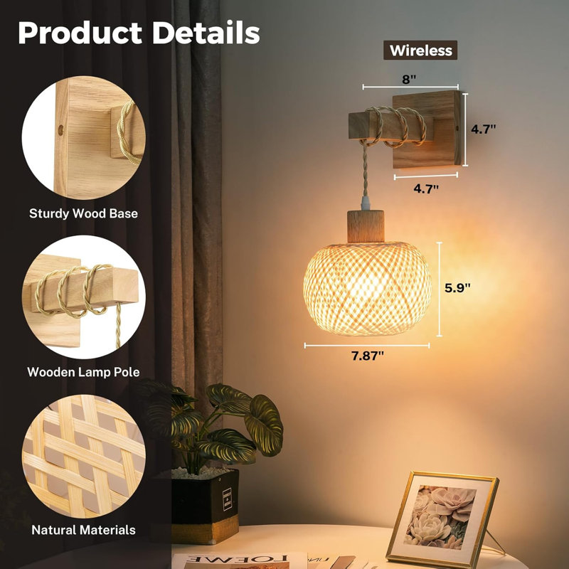 Dimmable Woven Bamboo Wall Lamp