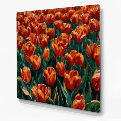 «Botanical Tulips», art mural en métal vert