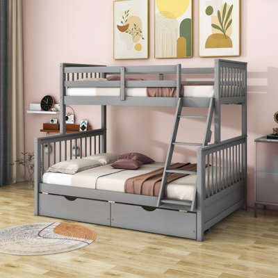 Hallur Kids Twin Over Full Bunk Bed with Drawers