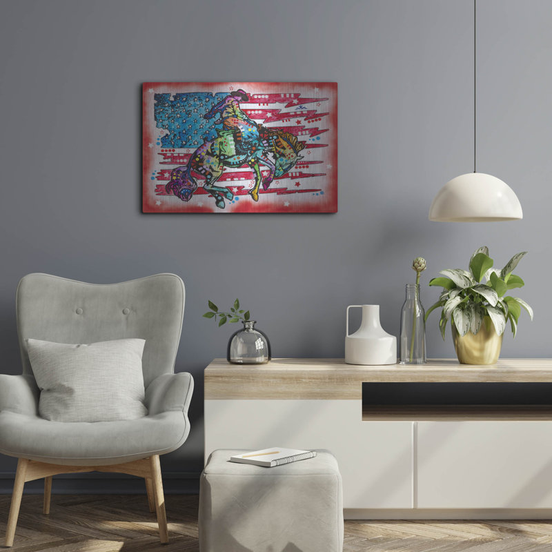 Loon Peak® «Ride Em Cowboy» par Dean Russo, art mural en métal, H 16 po x l 24 po