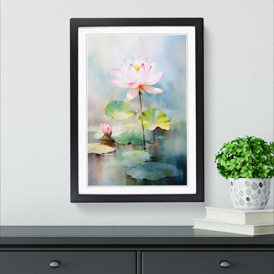 Lotus Flower Impressionism - Framed Print