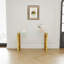 Console en verre d'acier inoxydable, table d'appoint repas doré transparent BS-02-449808171