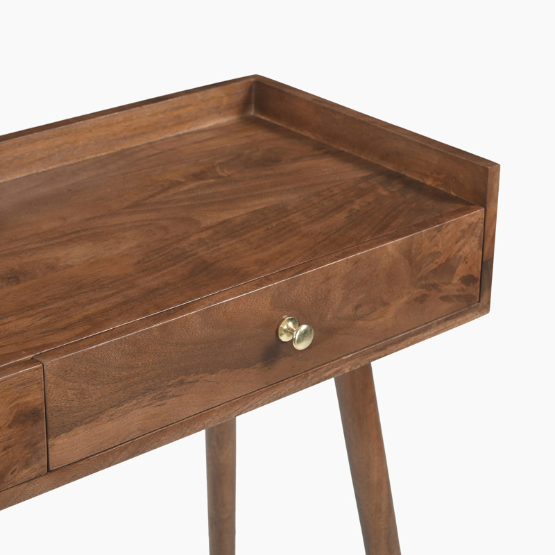 Vinceson Mango Wooden Entryway Console Table With Tapered Legs - Vintage Retro 1930s Inspired