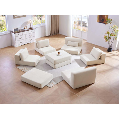 Ensemble modulaire de canapé modulaire rembourré en L de 100 pouces avec 5 coussins pour salon, appartement, chambre à coucher