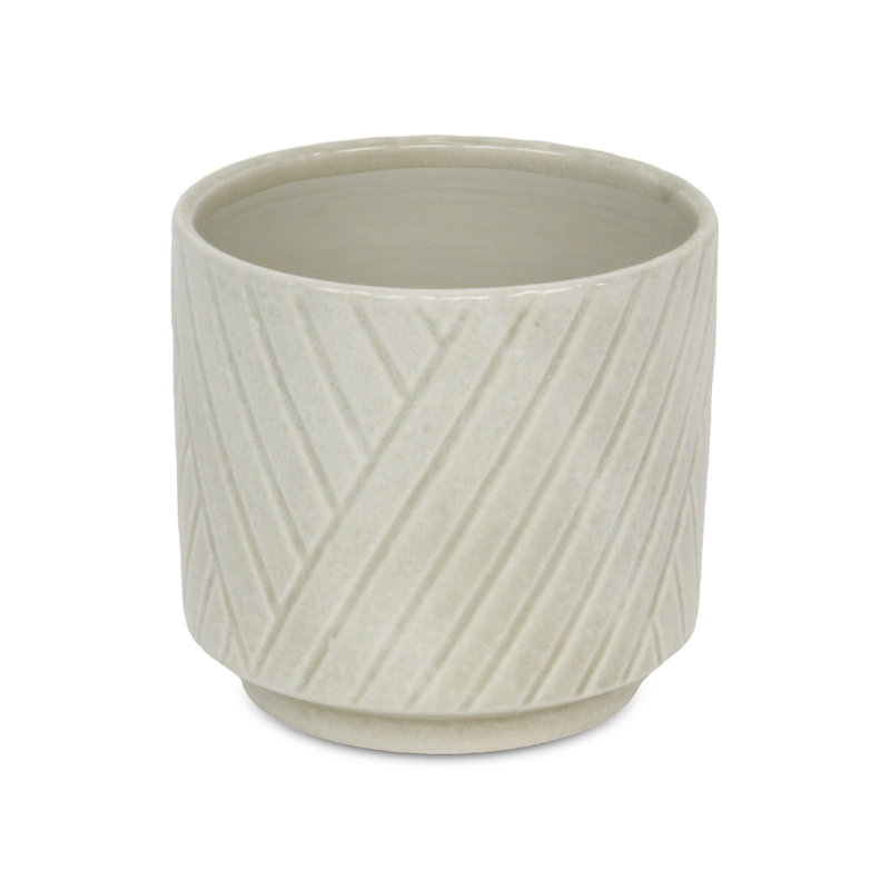 Kettering Handmade Ceramic Pot Planter, 6.5" H x 7" W x 7" D, White