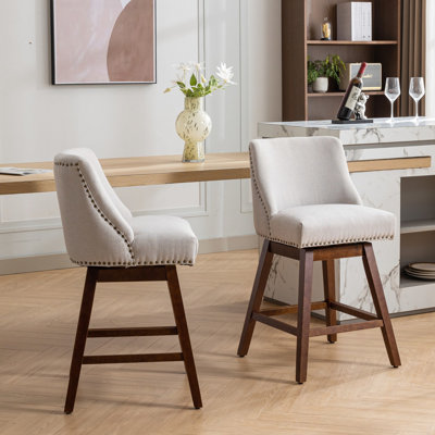 Siège pivotant à hauteur de comptoir, siège H 26 po, de 2, tissu, courbe de support à 360 ° et rembourrage en mousse, dossier incurvé pour un soutien optimal, coussin rembourré de mousse