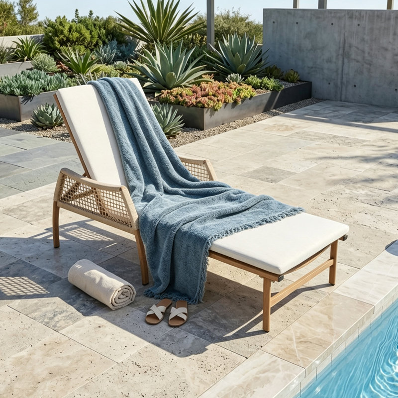 Outdoor Aluminum and Rattan Chaise Lounge with 6 Adjustable Backrest
