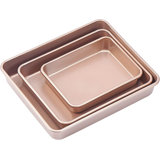 3-Pack Roasting Pan Set, Nonstick Baking Tray Set, Rectangular Bakeware For Oven, Non-Toxic Coating And Durable Quality