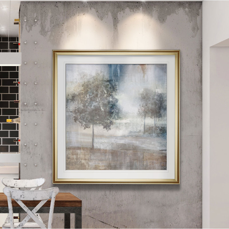 « nuances de gris », peinture, H 28 po x l 28 po x P 2 po, Cadre doré