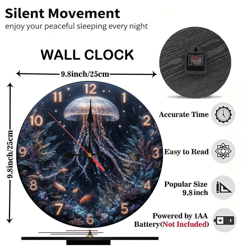 Horloge avec méduse et poisson