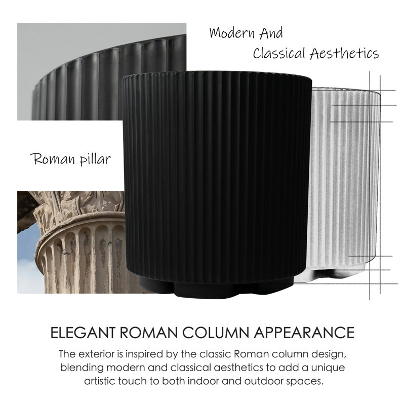 Black 16'' Tall Plastic Outdoor/Indoor Planter with Water Reservoir