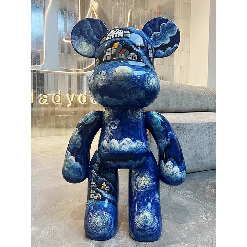 Tirelire en résine Starry Night Bear - décor de salon artistique, H 31,5 po x l 18,5 po x P 9,84 po