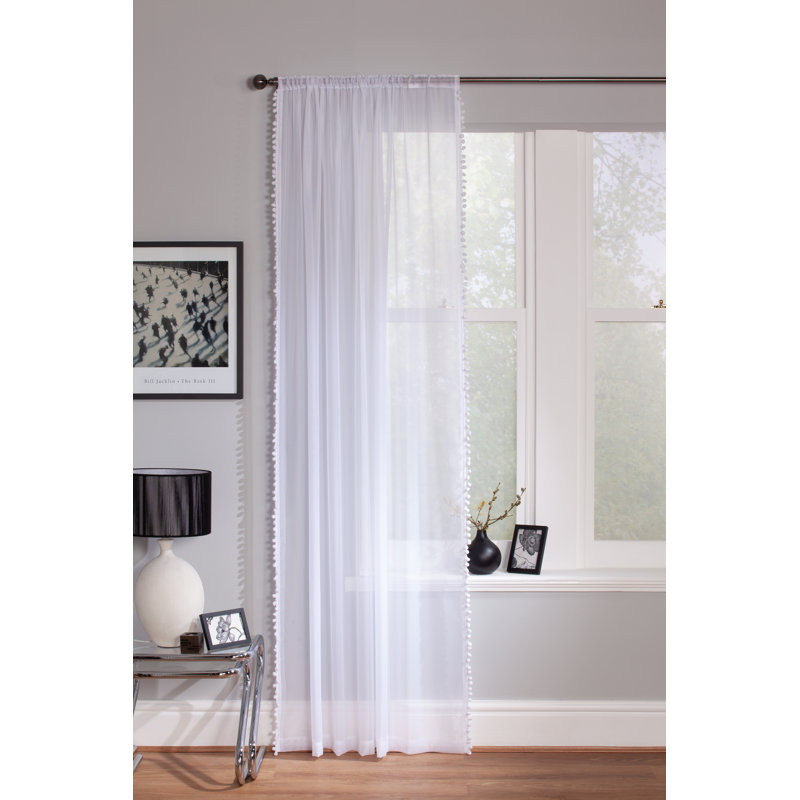 Acel Voile Panel Single Panel, White, 142 W x 183 D cm