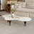 55 Inch Irregular Cloud Shaped Sintered Stone Coffee Table, Freeform Curved Coffee Table with Tapered Legs, Organic Living Room Center Table-1960550476