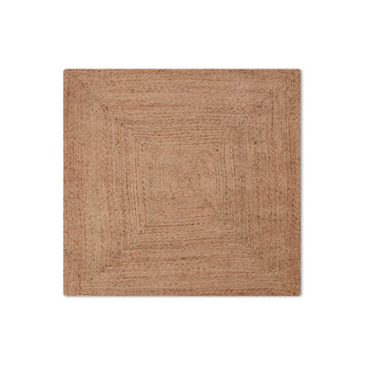 Anley Hand Woven Jute Eco-Friendly Solid Area Rugs - Square, Beige Color, Contemporary Modern Design, Low Pile, Natural Fiber, Outdoor Indoor Handmade Area Rugs for Living Room, Bed Room