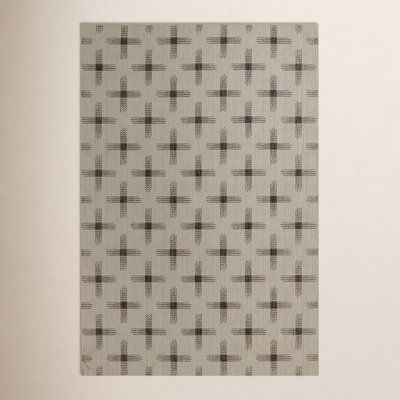 Demetrius Ivory Brown Geometric Outdoor Rug
