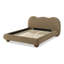 Mobilier de chambre à coucher brun avec pieds en bois rembourrés en forme de grand lit 1pc