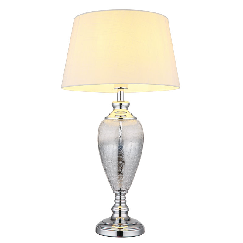 Descally Metal Table Lamp, Silver, White