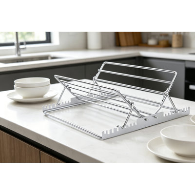 Grille à rôtir réglable en acier inoxydable de 11,8 x 8,3 pouces, support à dinde pliable pour la cuisson au four