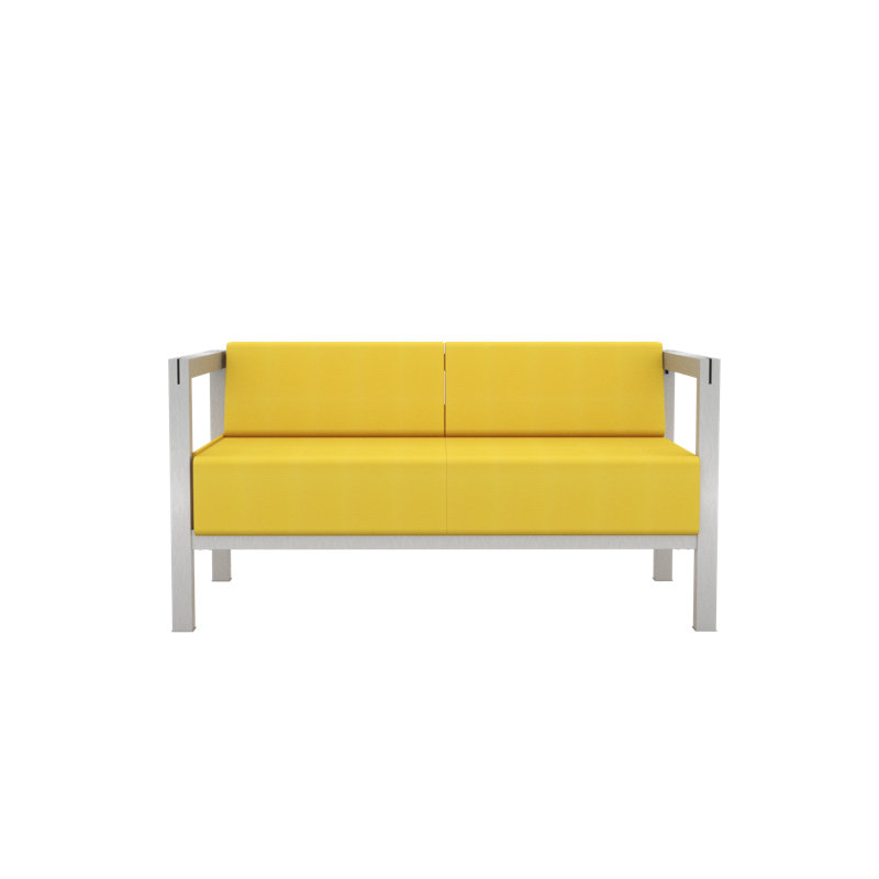 Causeuse à accoudoirs carrés 55 po Carlyle, Toile Sunbrella® jaune tournesol, Anodized Aluminum