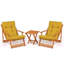 Ensemble de table et chaises de jardin (3 pièces), hêtre massif, table: 15,7 po x 15,7 po x 15,7 po, chaises: 19,7 po x 31,9 po x 19,7 po | Sans vernis, conservateur à base d'eau, finition jaune et naturelle | Parfait pour la détente en plein air et les repas-86931932