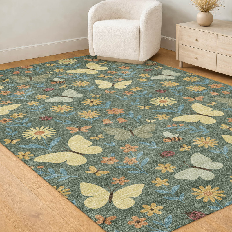Machine Washable Indoor/Outdoor Chantille ACN2618 Kids Rug, Basil, 2'6" x 3'10"