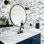 Rouleau de papier peint pelez et collez amovible sans soudure Woodland Toile d'inspiration vintage bleu blanc