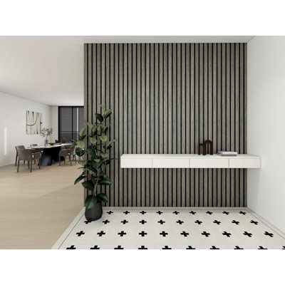 2 PCS 114.17"L X 23.62"W Acoustic/Sound Proof Wood Slat Wall Panels, Eco-Wood Look For Home/Office Wall & Ceiling (37.45 Sq. Ft.)