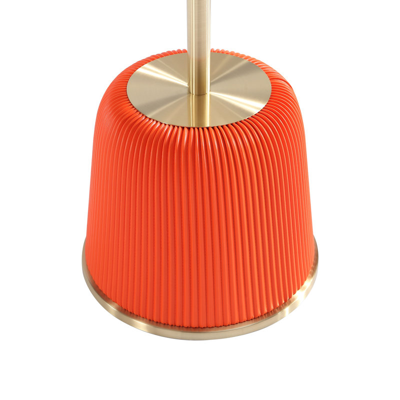 Anderson Modern Vegan Leather Upholstered End Table with Stainless Steel Top in Orange, Orange