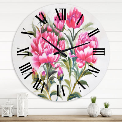 Mauve pivoines - Horloge murale traditionnelle