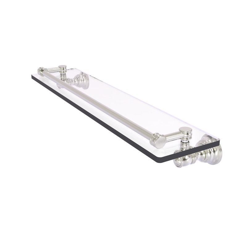 Freyja Glass Bracket Shelf, Satin Nickel, 3.3" H x 22" W x 5.54" D